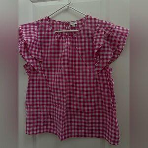 J.Crew factory women’s gingham ruffle sleeve blouse